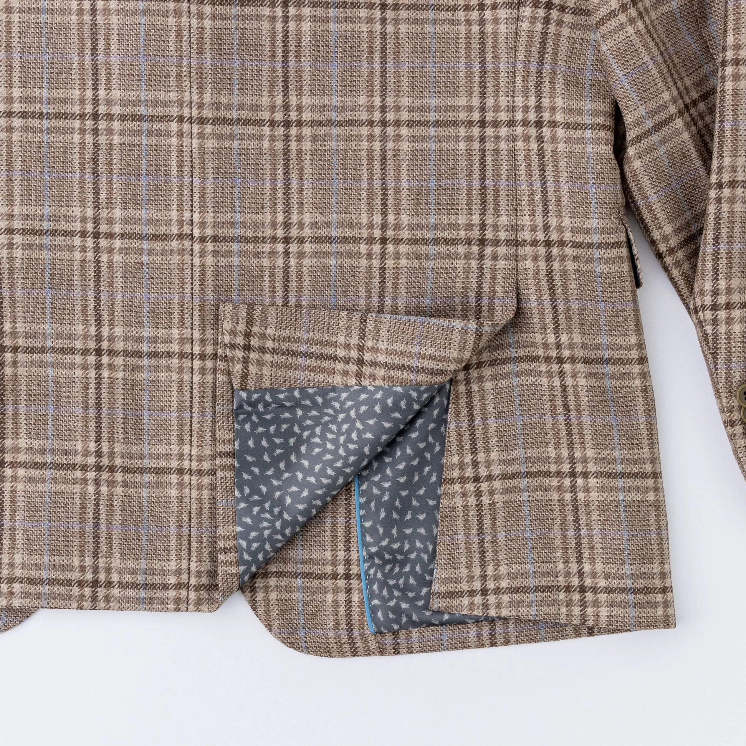 Tan Plaid with Blue & Lavender Deco Wool Sport Coat