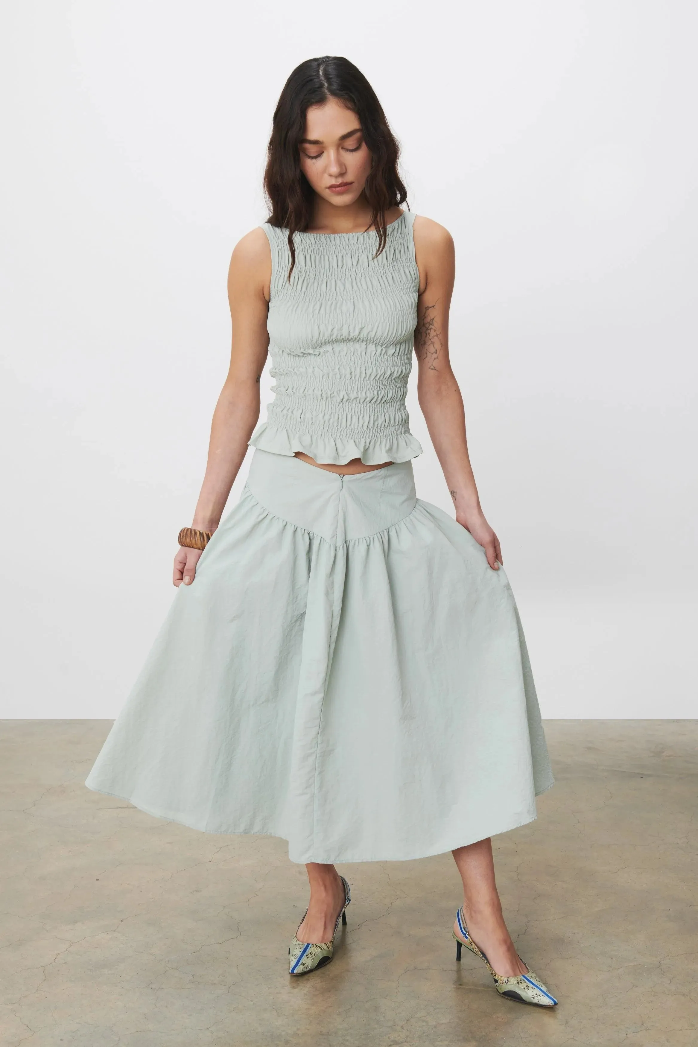 The Deba Midi Skirt, Oyster