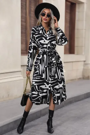 Tie Front Slit Shirt Dress