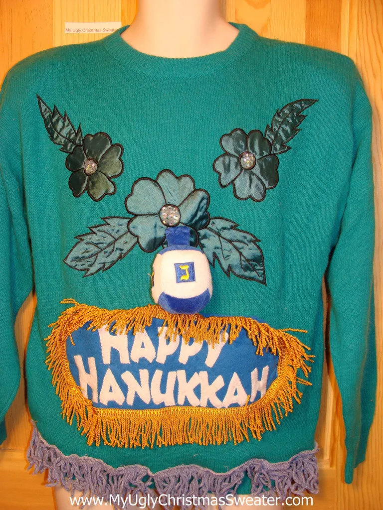 Ugly Christmas Sweater Party Hanukkah Sweater Vintage 80s (j137)