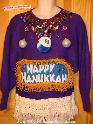 Ugly Christmas Sweater Party Hanukkah Sweater Vintage 80s (j190)