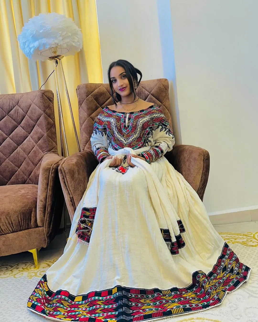 Unparalleled Beauty with Traditional Ethiopian Dress: Multicolored Cultural Adornments Habesha Dress Elegant Habesha Kemis