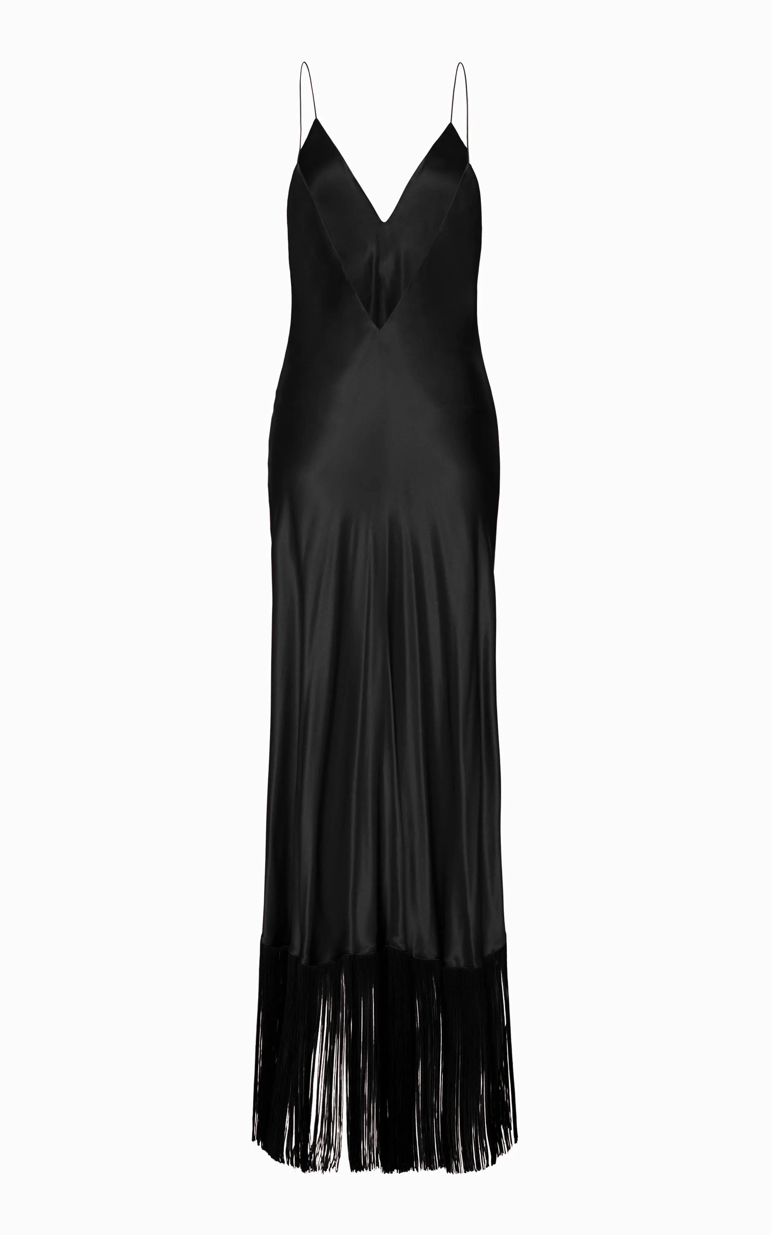 Urchin Fringed Slip Dress | Black