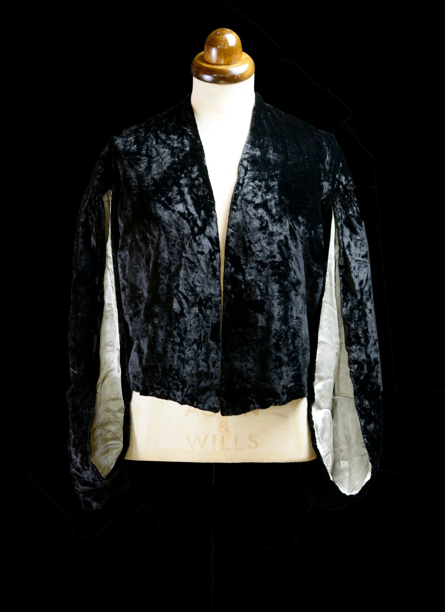 Vintage 1930s Black Velvet Kimono Jacket