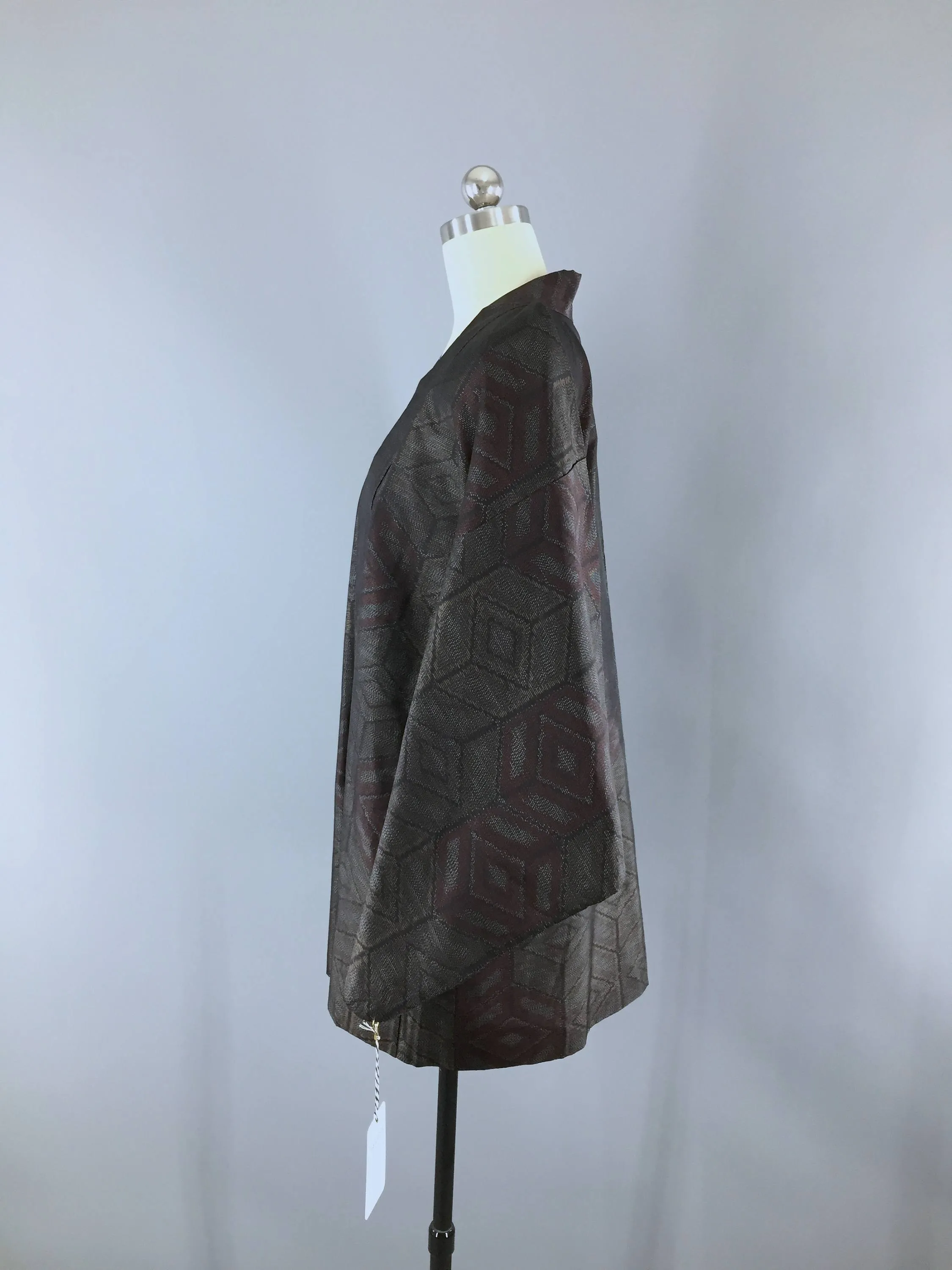 Vintage 1970s Haori Kimono Jacket / Black Diamonds