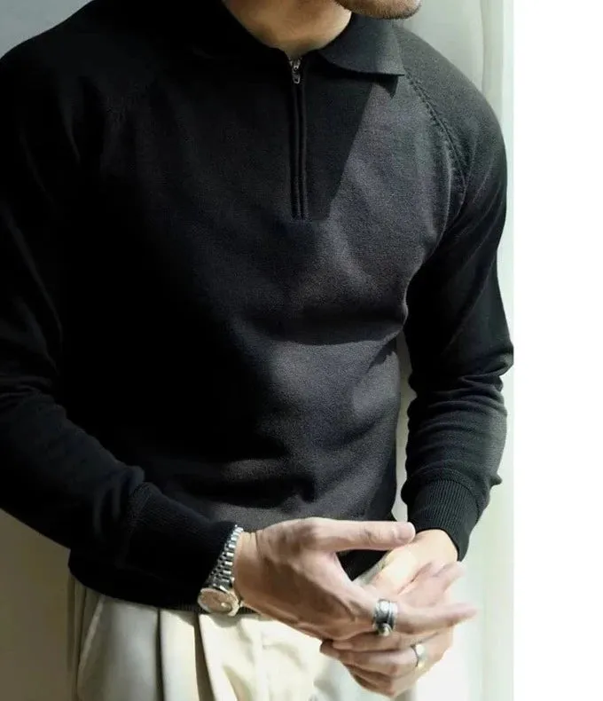 Vintage polo sweater with turn-down collar