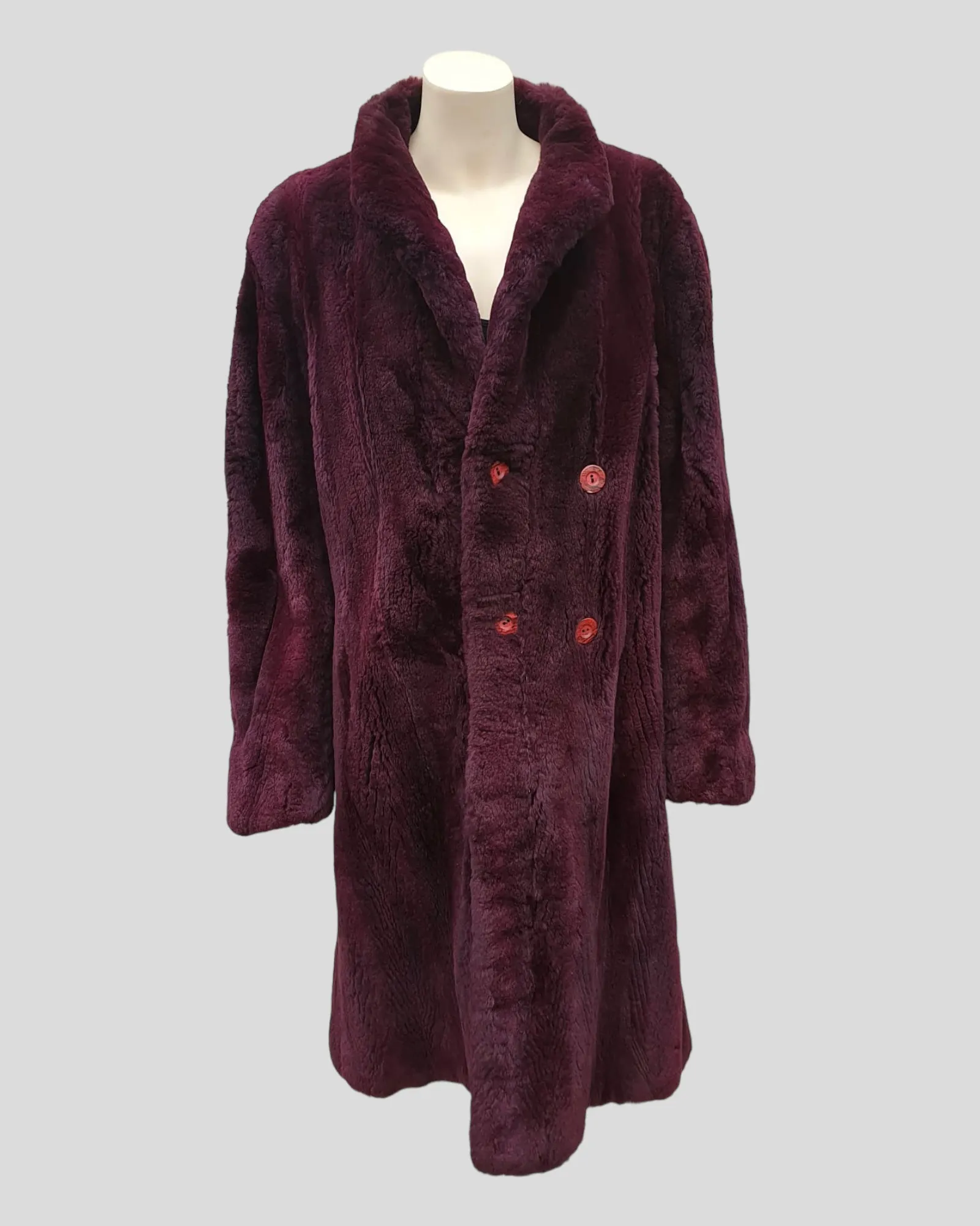 Vintage Purple-Dyed Sheared Opossum Fur Men's Coat -M(42)