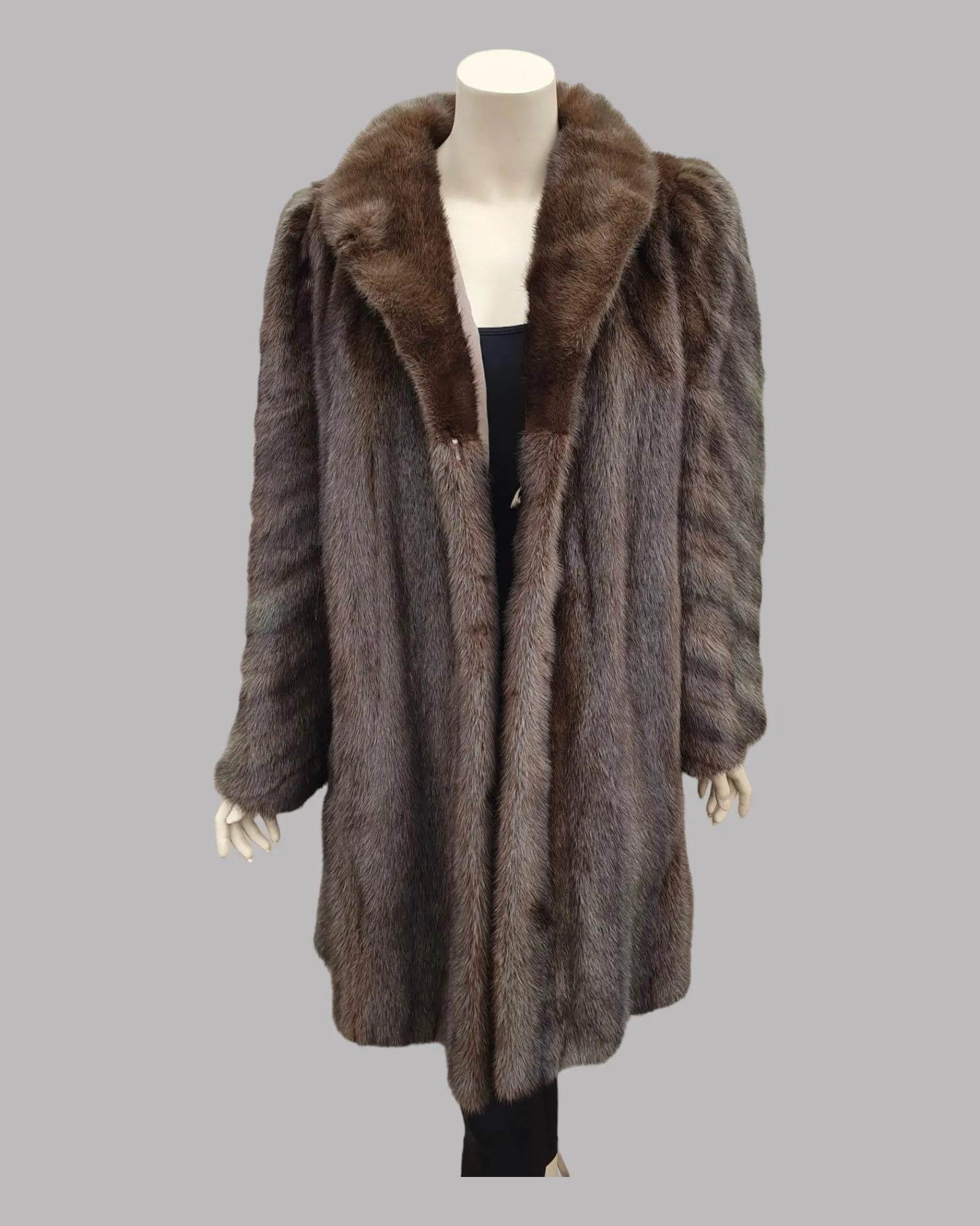 Vintage Tobacco-Dyed Cross Mink Fur ⅞ Coat -L/XL