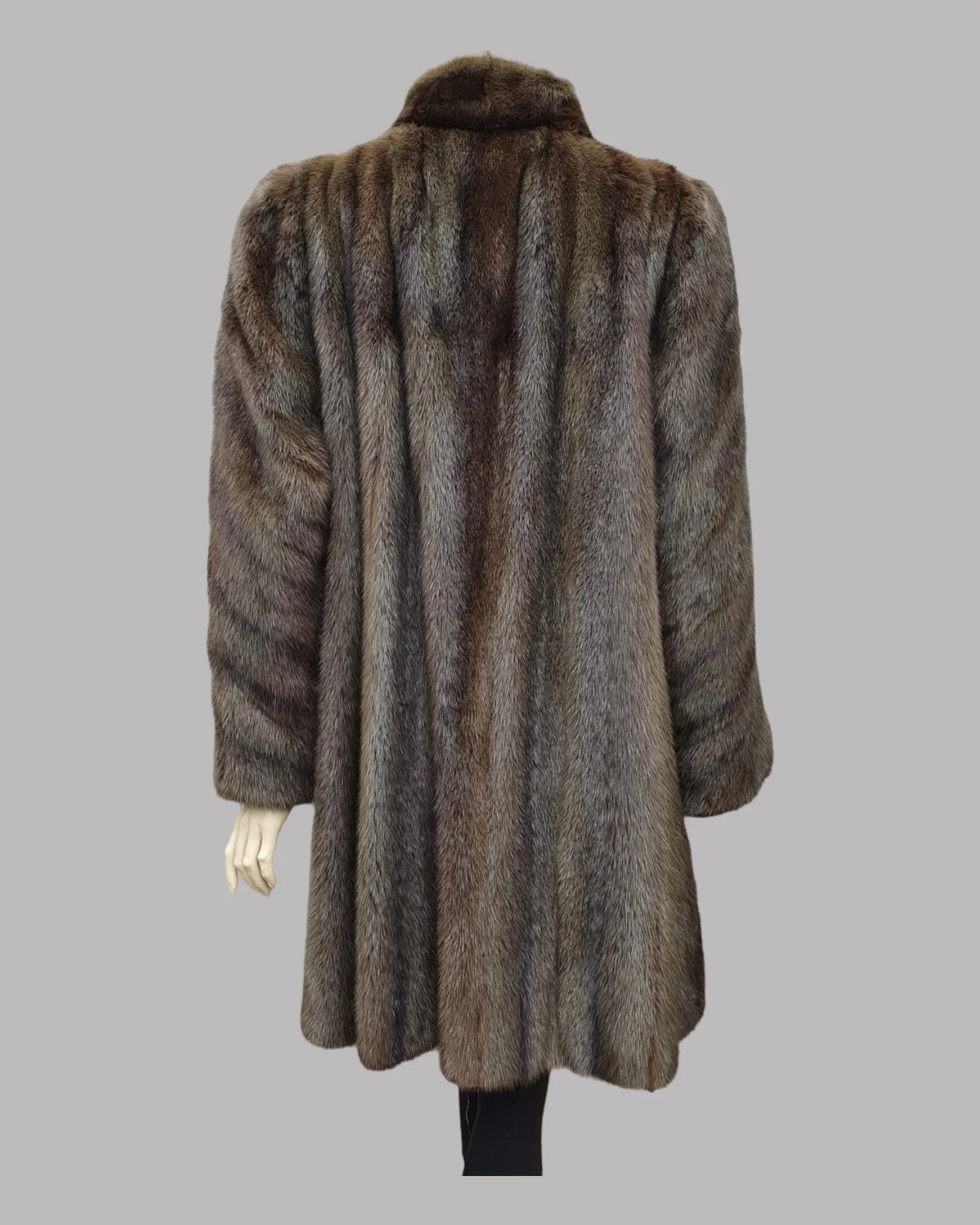 Vintage Tobacco-Dyed Cross Mink Fur ⅞ Coat -L/XL