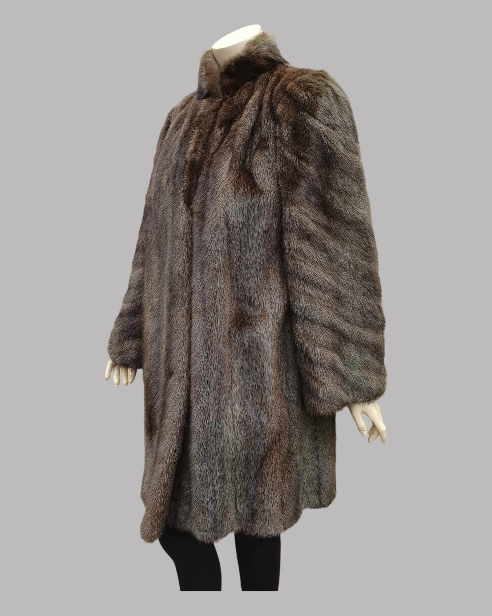 Vintage Tobacco-Dyed Cross Mink Fur ⅞ Coat -L/XL