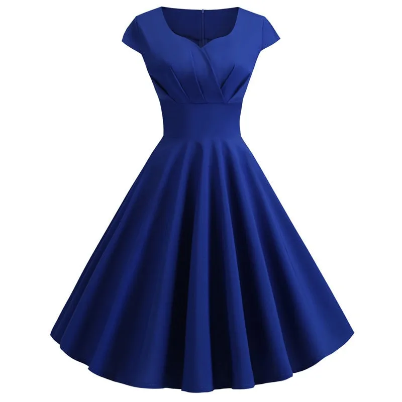 Vintage V-Neck A-Line Swing Dress for Women