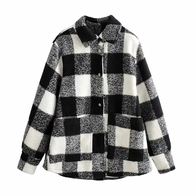 Vintage Women Elegant Plaid Jackets