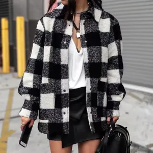 Vintage Women Elegant Plaid Jackets