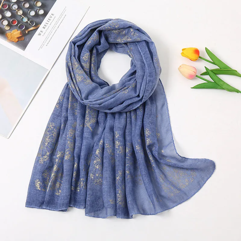 VS291 gold stamping TR cotton hijab scarf