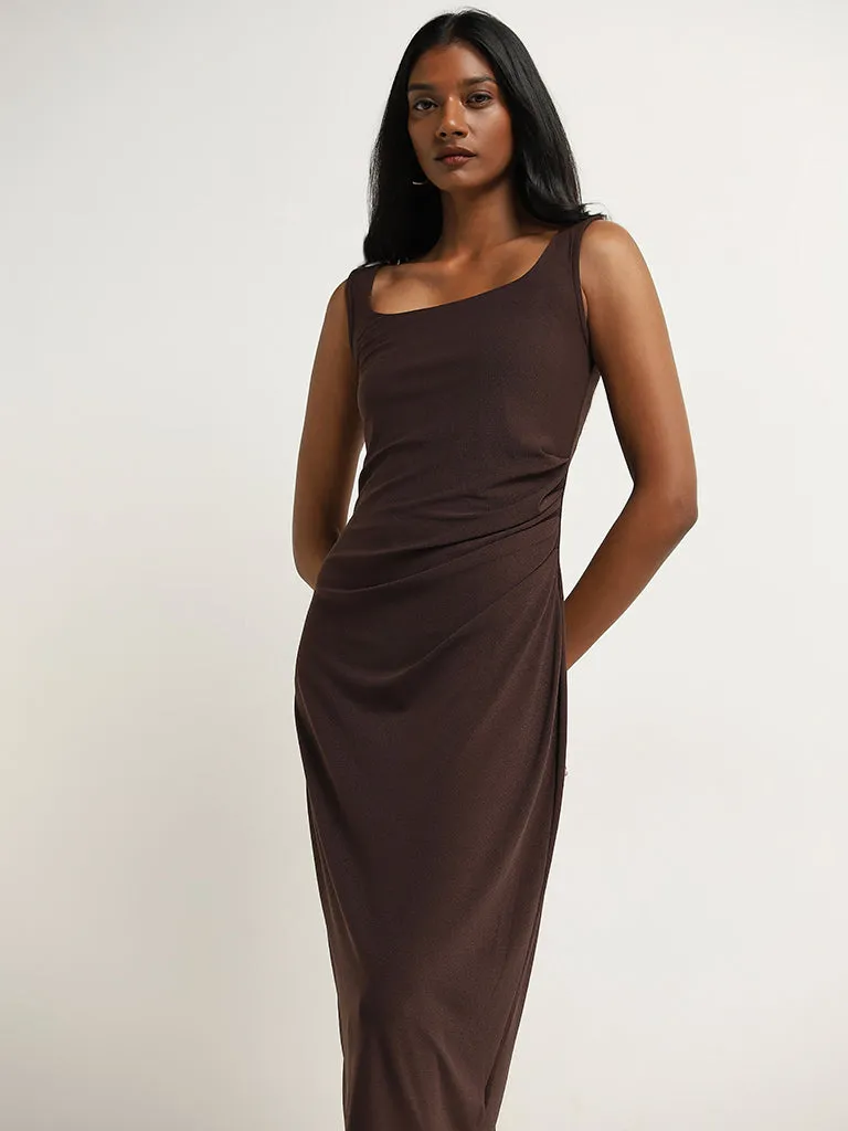 Wardrobe Brown Solid Slip Dress