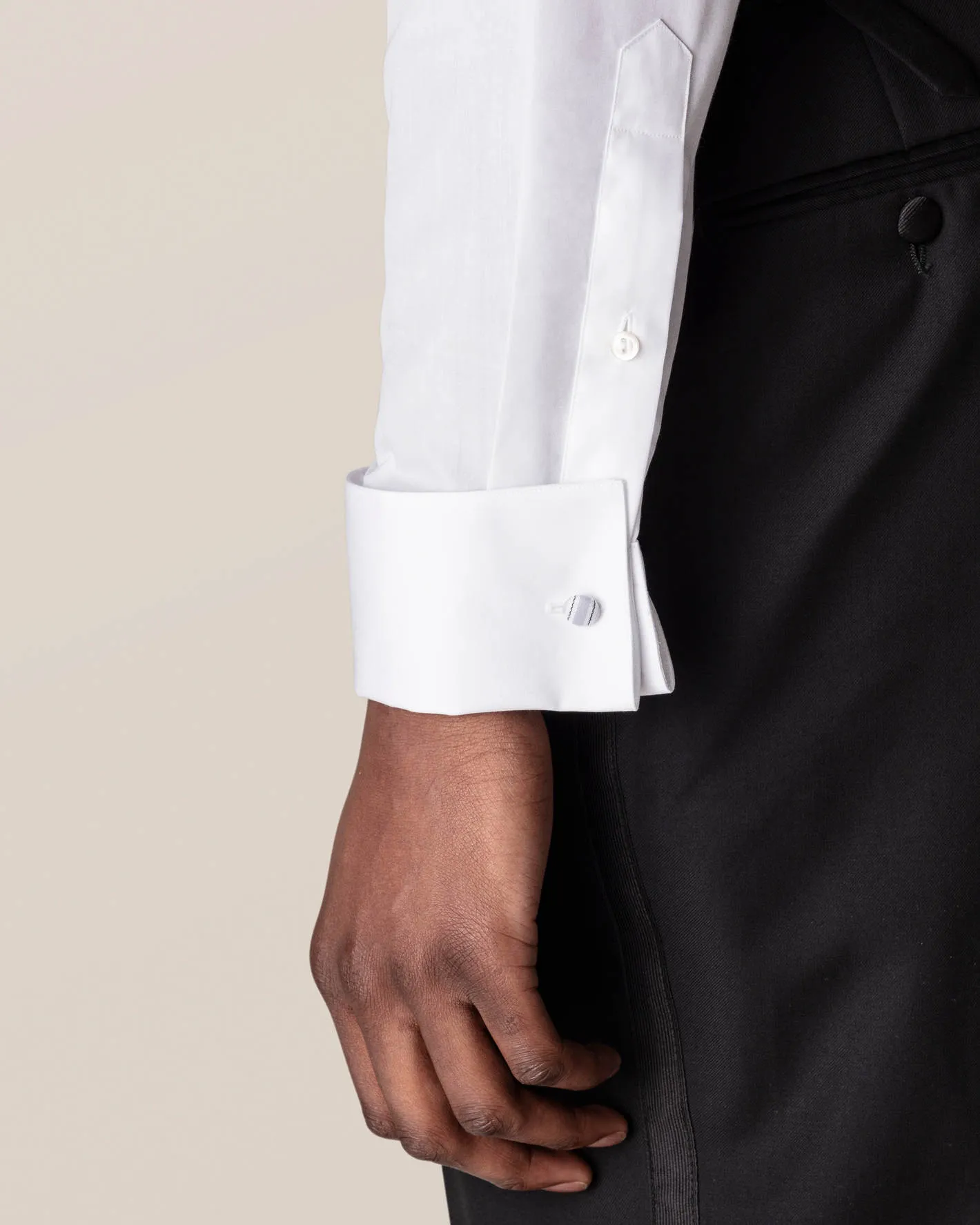 White Piqué Tuxedo Shirt- Contemporary Fit