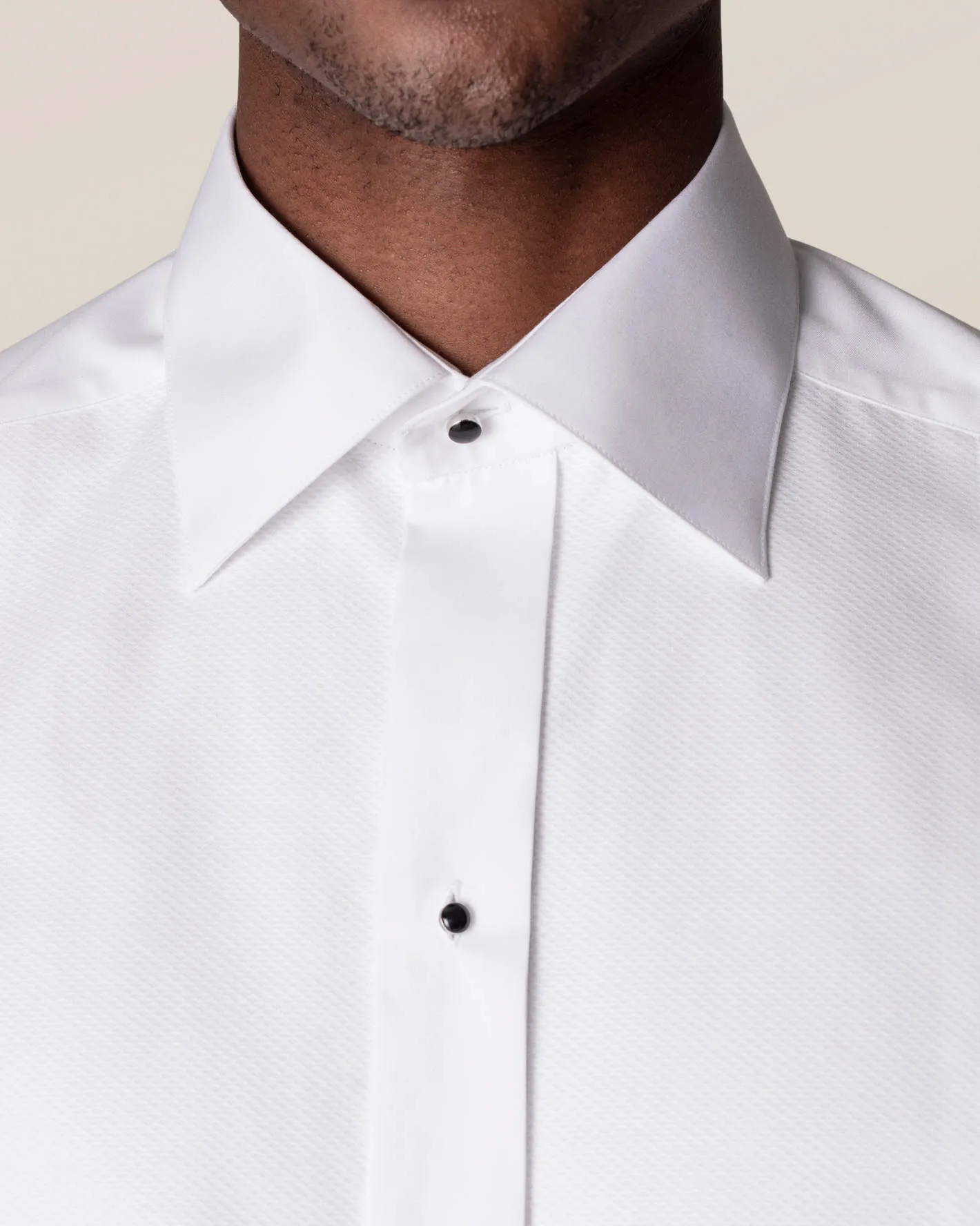 White Piqué Tuxedo Shirt- Contemporary Fit