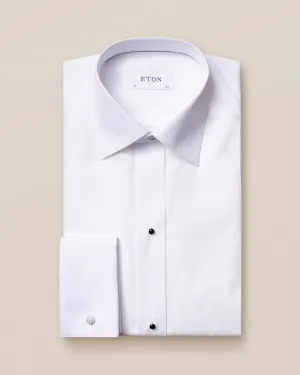 White Piqué Tuxedo Shirt- Contemporary Fit