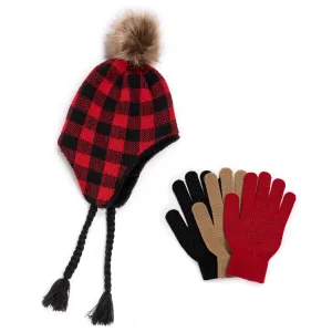 Women's Trapper Hat With 3 Pack Glove Set