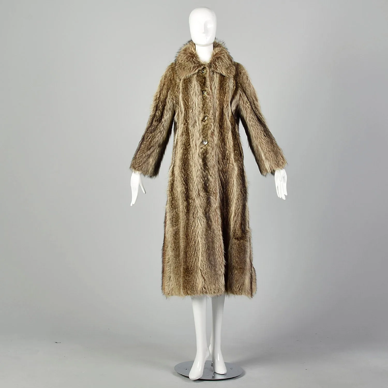 XS 1970s Raccoon Fur Coat