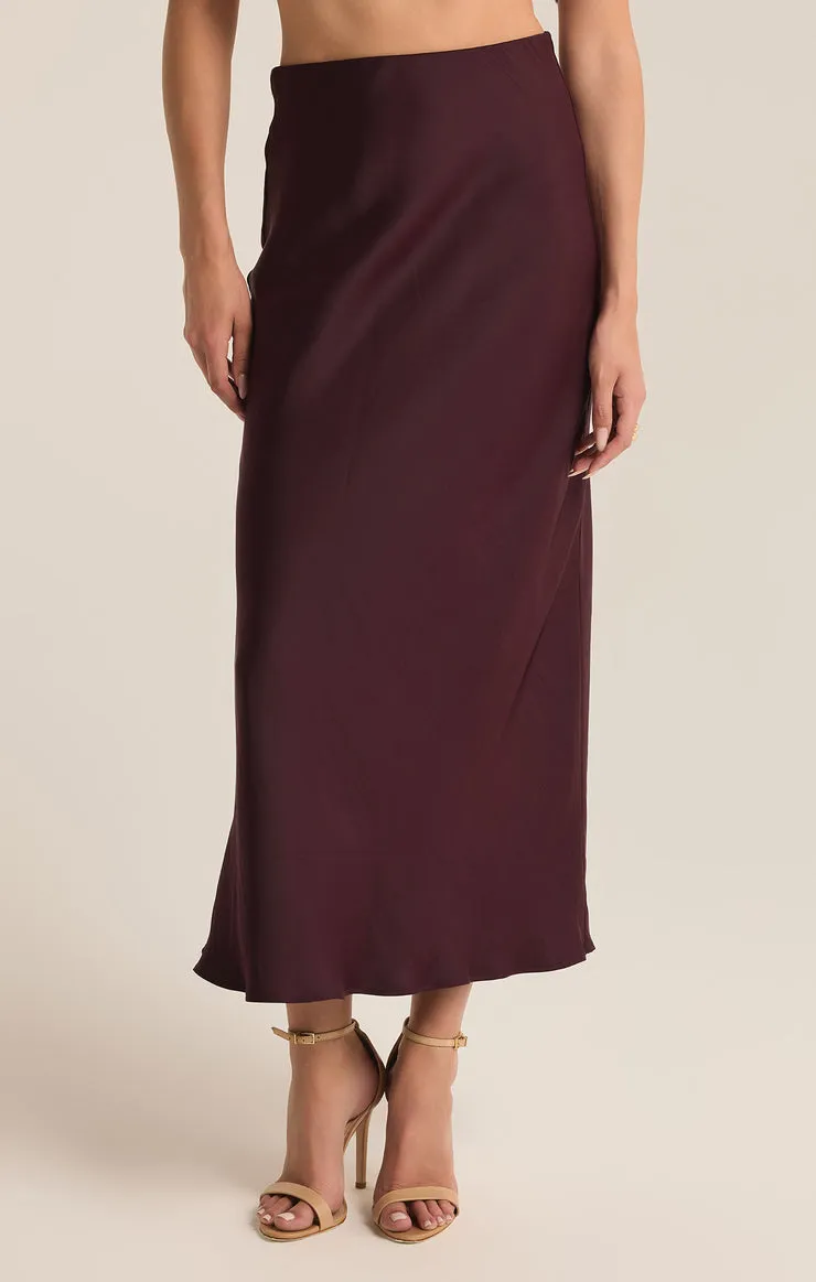 Z-Supply Europa Luxe Sheen Midi Skirt - BERRY WINE